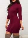 stylish-high-neck-plain-body-con-western-dress