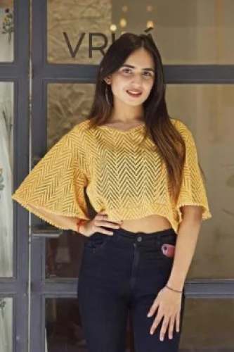 Exclusive Crop Top With Bell Sleeve 