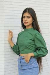 Stylish Green Backless Crop top 