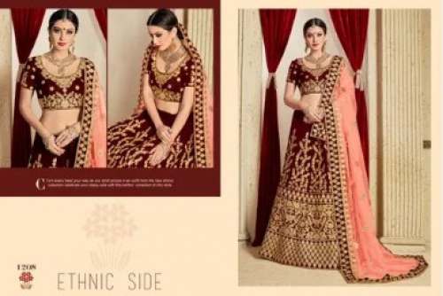 Velvet Bridal Lehenga Choli  by F3Fashion