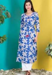 Formal Wear Blue Printed Ladies Kurta 