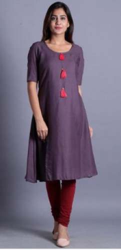 Rayon Plain Kurti by Ambraee by Ambraee