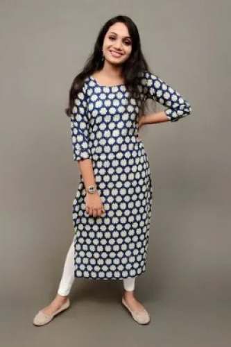 Formal Wear Block Printed Cotton Kurti  by Miracle Collections