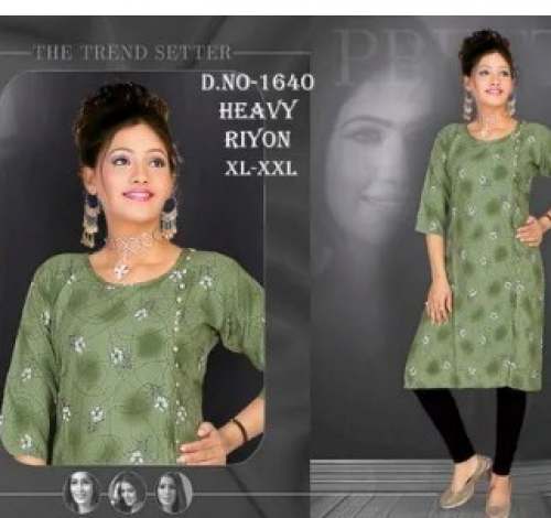 Heavy Rayon 14 Kg Casual Wear Ghera Kurti by Miss Chic Fab