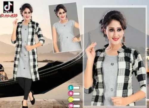 Khadi Cotton Kurti With Jacket 