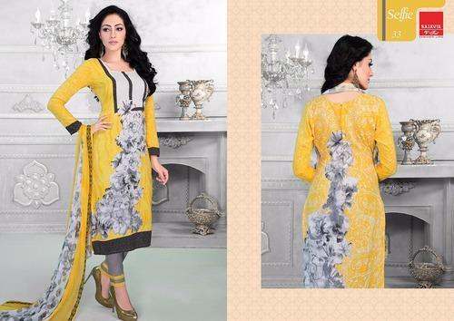Yellow Printed Cotton Suits by Lalit Textiles