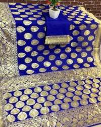Beautiful Blue Butta Design Silk Saree 