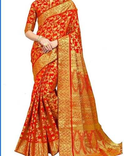 Red Banarasi Bridal Silk Saree  by Lalpotu Collection