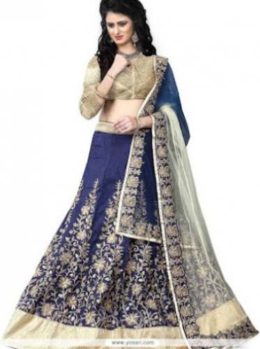 Trendy Blue Embroidered Lehenga Choli
