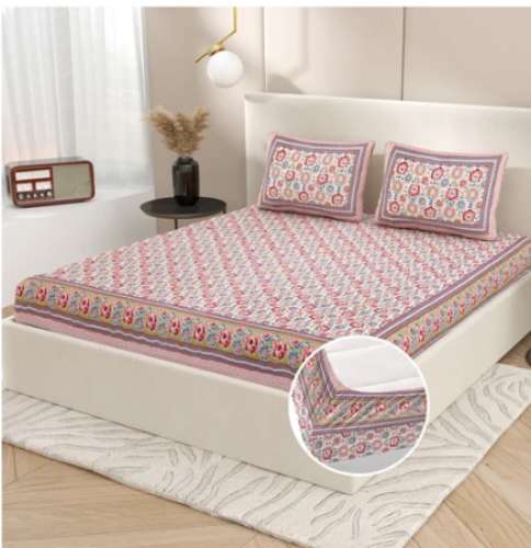 Jaipuri Printed Elastic Cotton Bedsheet