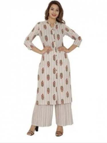 Jaipuri Cotton Kurti Palazo Set  by Baba Garments