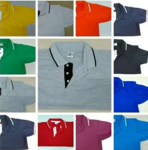 Plain Polo Neck Half Sleeve T-Shirt with Tipping