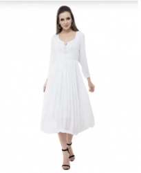 Ladies White Rayon Western Dress