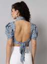 Open Back Neck Cuffed Western Crop Top  thumb 1