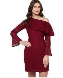 Cocktail Net One Shoulder BodyCon Dress