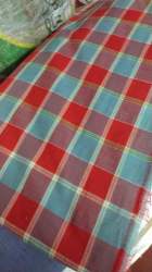 New Collection Cotton Red And Sky Blue Chex Fabric