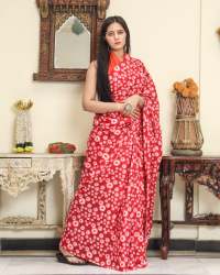 Hand Printed Mul Cotton Saree For Ladies