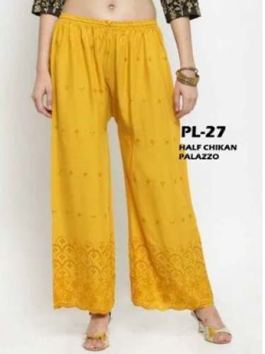 Stylish rayon Chikan Palazzo Pant by Humaira Fashions