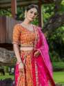 Artful Orange Color Pure Silk Lehenga  thumb 5