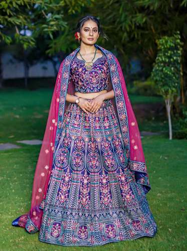 Navy Blue Bridal Lehenga by Chansi Trendz