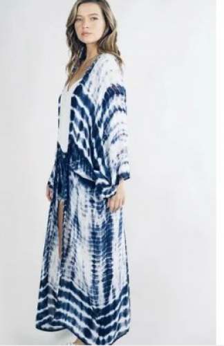 Blue Tie and Die Kimono  by A K Fashion Fabric