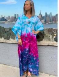 Rayon Tie and Die Kaftan Dress