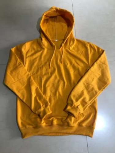 Men Yellow Plain Hoodie by Vineet international