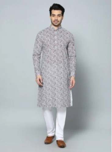 Knee Length Printed Mens Kurta 