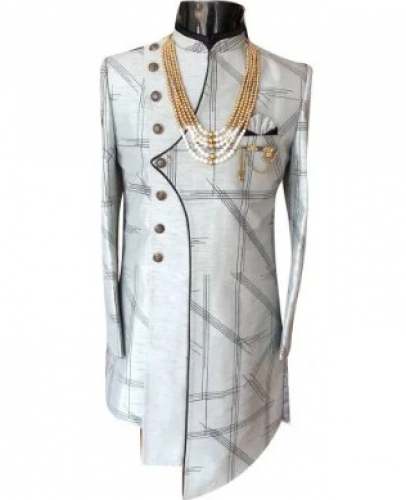 Off White Mens Indo Western Sherwani  by Lotus Prime