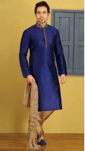 Royal Blue Mens churidar Kurta Set by Shree Gayatri Products