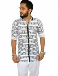 Black and White Printed Men Shirt 