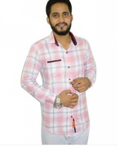Light Pink Checked Design Shirt by Bharat Fashion