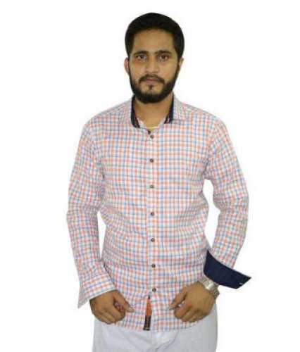 Small Checks Cotton Mens Shirt  by Bharat Fashion