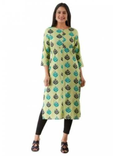 Pista Green Straight Rayon Kurtis 