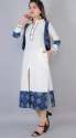 Straight Cotton Kurti With Indigo Jacket  thumb 1