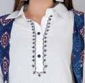 Straight Cotton Kurti With Indigo Jacket  thumb 2