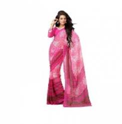 New Collection Pink Printed Leheriya Saree