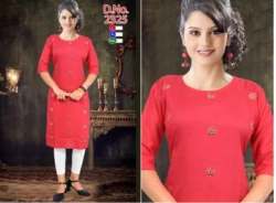 3/4 Sleeve Rayon Round Neck Kurti 
