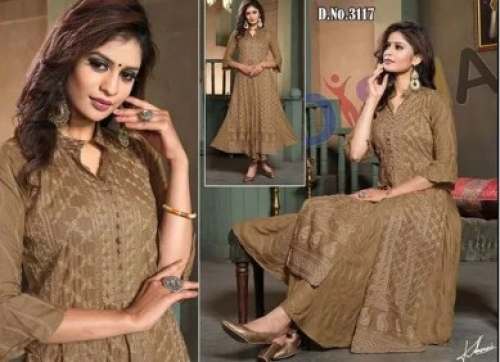 Party wear Brown Long Kurti  by Live Creations