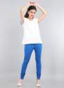 Ladies Blue Cotton Lycra Legging