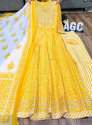 new-collection-yellow-anarkali-kurti-pant-set