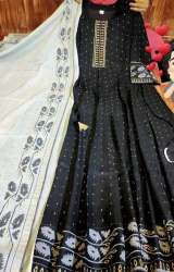 New Long Black Kurti Pant Dupatta Set For Ladies