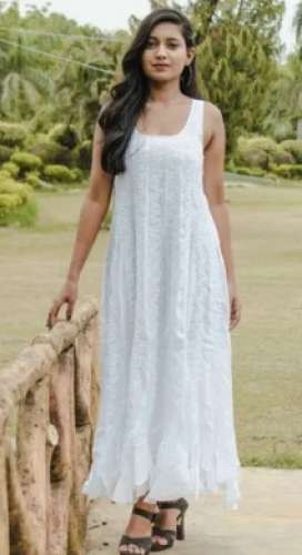 Ladies White Western One Piece Dress by M s Artezen