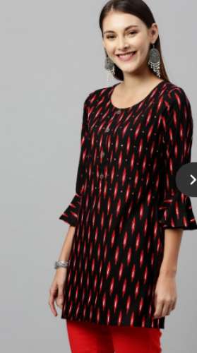 Ikat Print Straight Kurtis by Basavasri Creations
