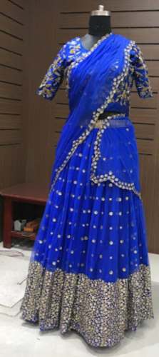 Designer Blue Embroidered Lehenga Choli  by M S Mall