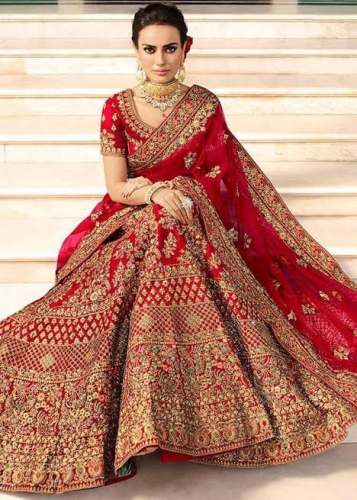 Velvet Art Silk Wedding Bridal Lehenga by Shree Mahalaxmi Saree Sansar