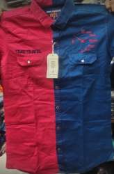 Front Pocket Red and Blue College Boys Shirt 