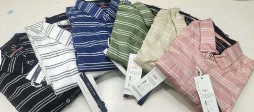 Striped Design Collar Neck Mens T shirt 