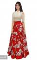 Party wear Red and Creme Crop Top Lehenga