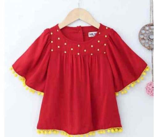 Red Fancy Western Tops for Girls  by Fashion World